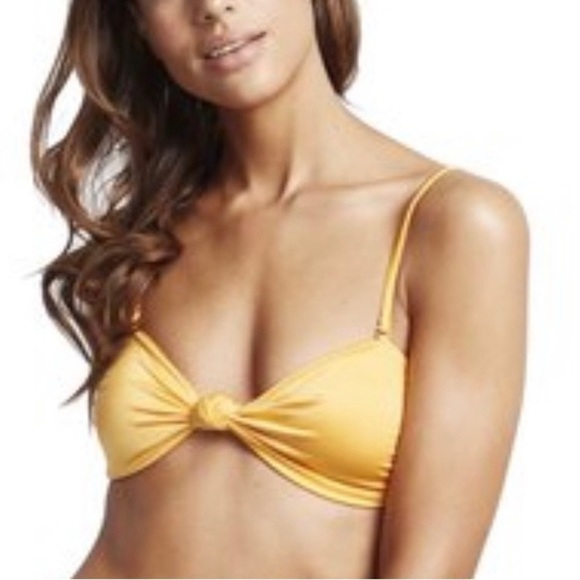 Billabong Knotted textured Bandeau Bikini Top in Yellow/Neon green size XL - Picture 1 of 14